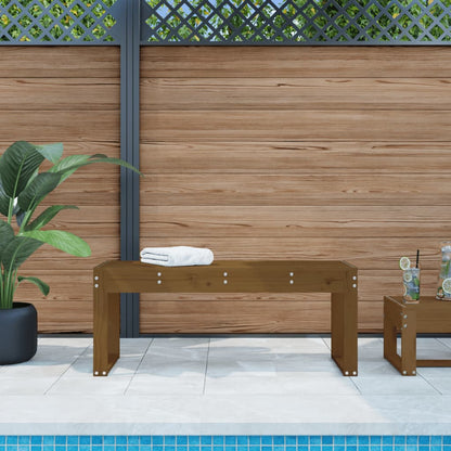 Solid Pine Wood Garden Bench, Honey Brown, 110x38x45 cm