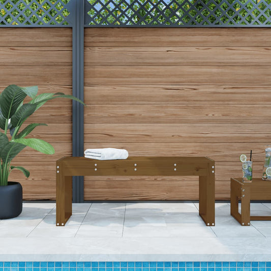 Solid Pine Wood Garden Bench, Honey Brown, 110x38x45 cm
