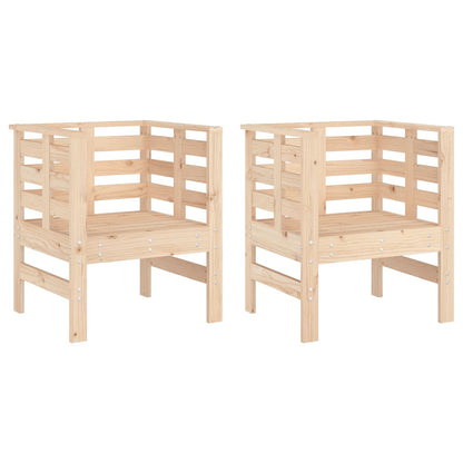 Solid Pine Wood Garden Chairs 2 pcs 61.5x53x71 cm - Elegant Outdoor Seating