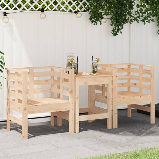 Solid Pine Wood Garden Chairs 2 pcs 61.5x53x71 cm - Elegant Outdoor Seating