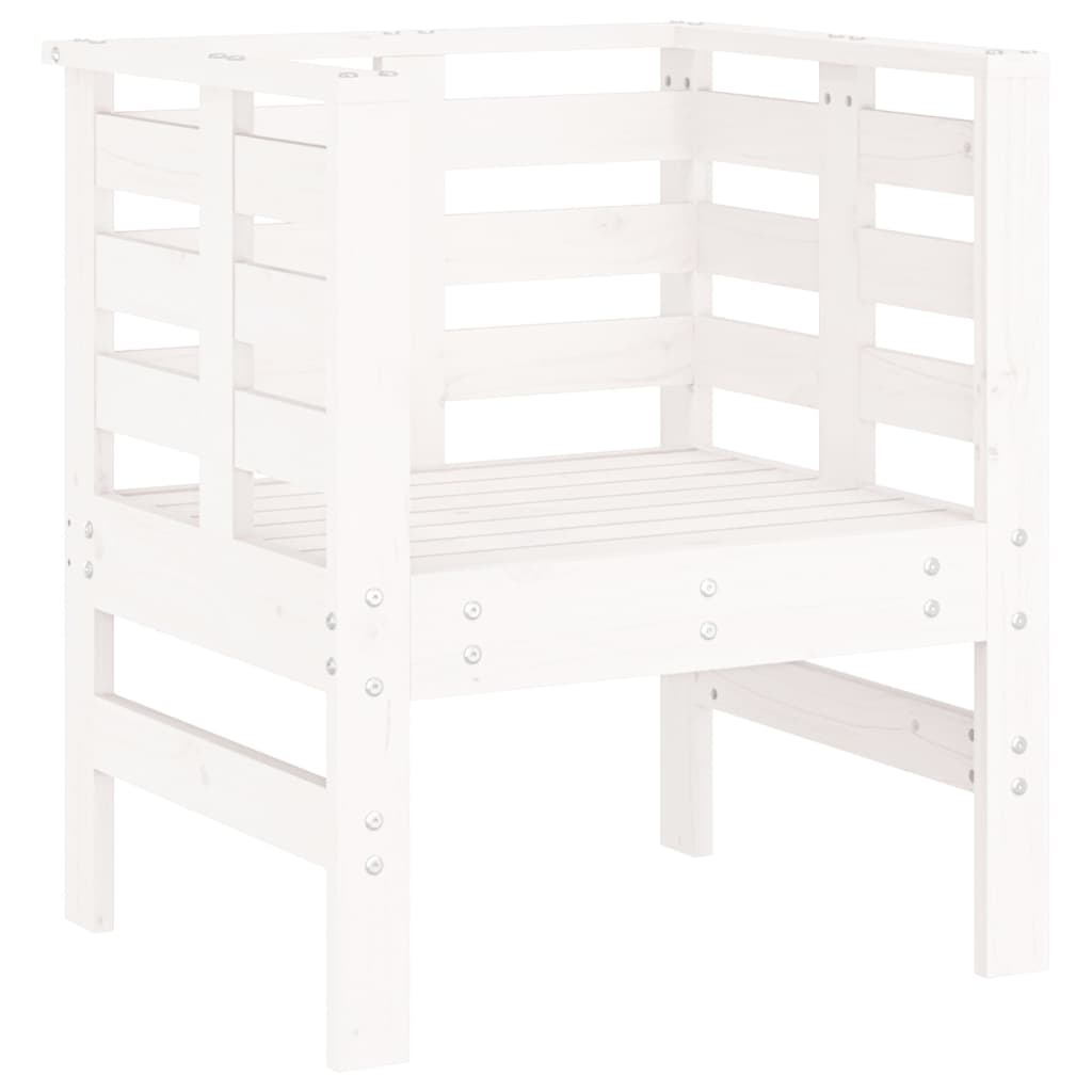Set of 2 White Garden Chairs - Solid Pine Wood, 61.5x53x71 cm