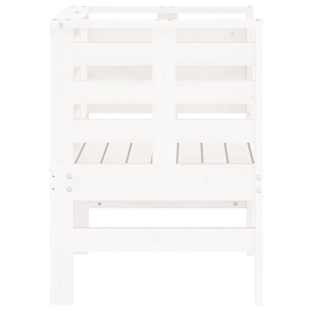 Set of 2 White Garden Chairs - Solid Pine Wood, 61.5x53x71 cm