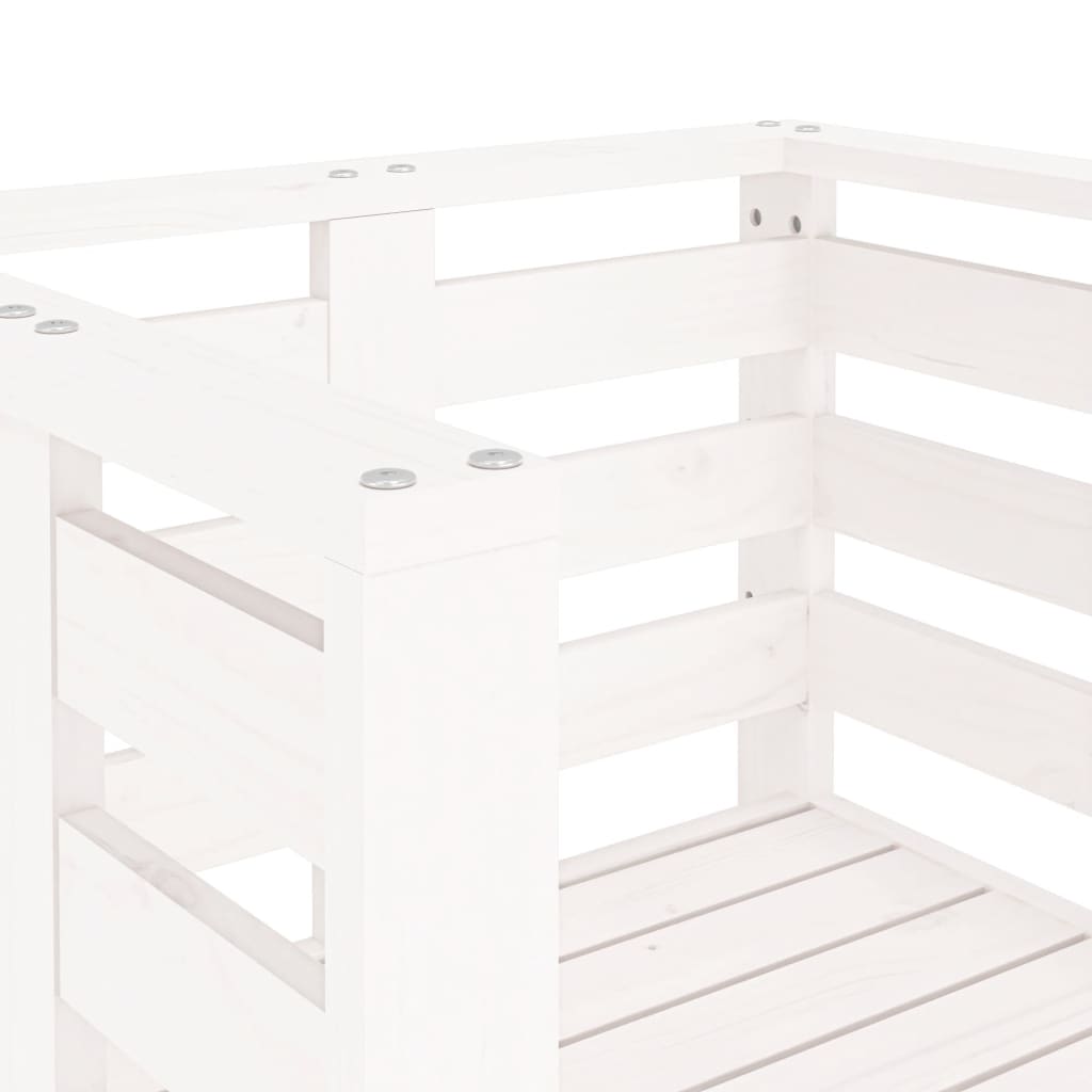 Set of 2 White Garden Chairs - Solid Pine Wood, 61.5x53x71 cm