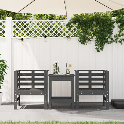 Solid Pine Garden Chairs 2pcs, Grey 61.5x53x71cm