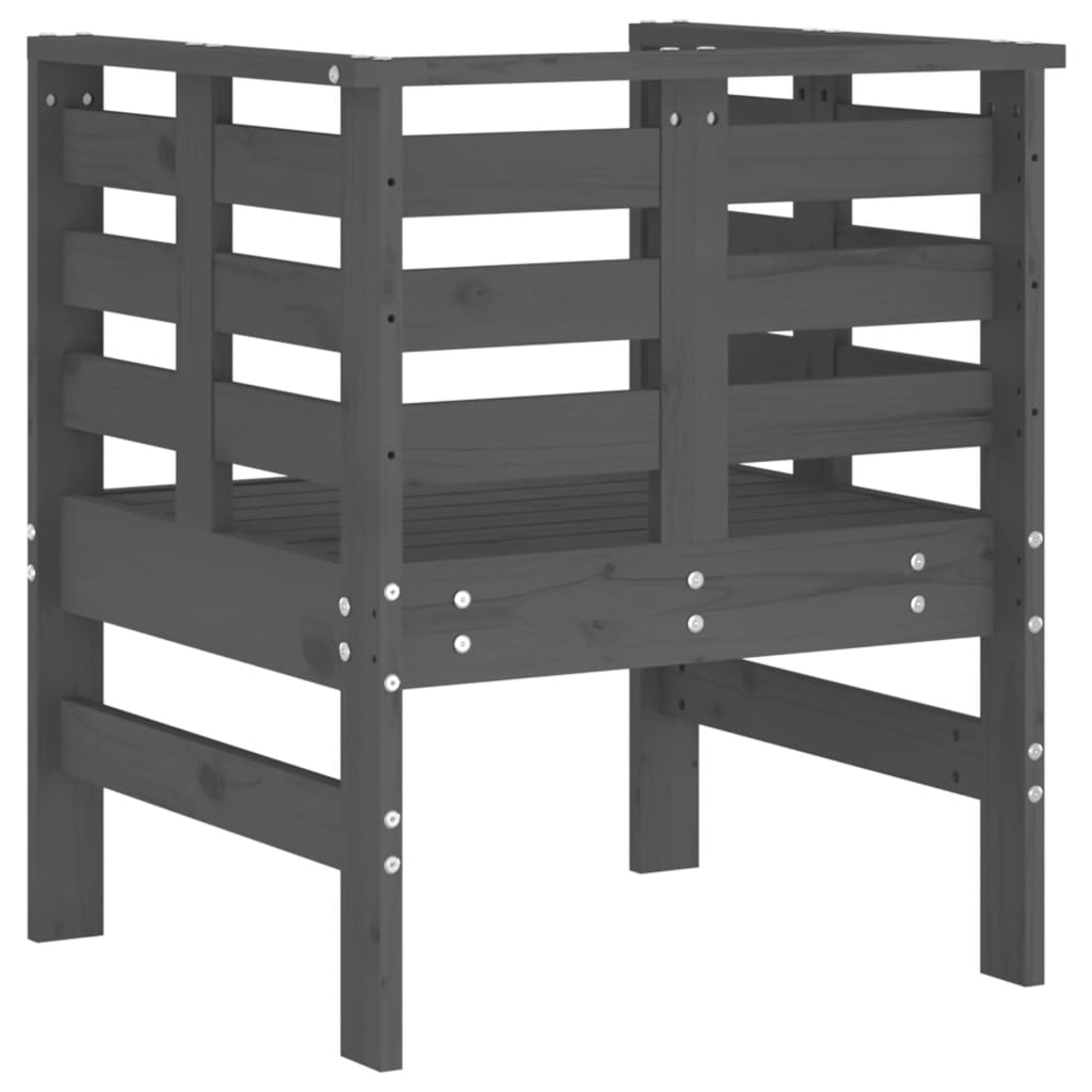 Solid Pine Garden Chairs 2pcs, Grey 61.5x53x71cm