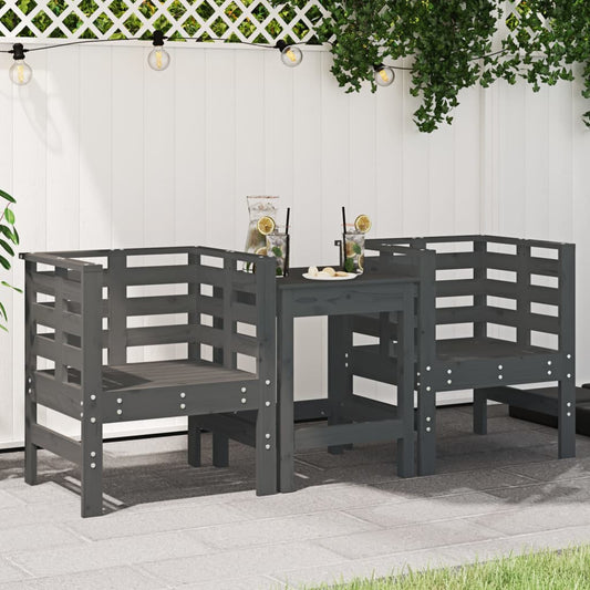 Solid Pine Garden Chairs 2pcs, Grey 61.5x53x71cm