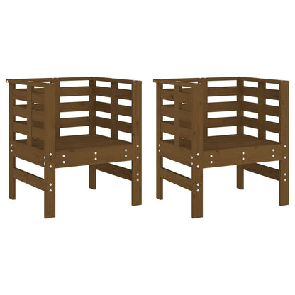 Solid Pine Garden Chairs Set, Honey Brown, 2 Pcs, 61.5x53x71 cm