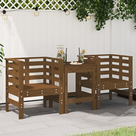 Solid Pine Garden Chairs Set, Honey Brown, 2 Pcs, 61.5x53x71 cm