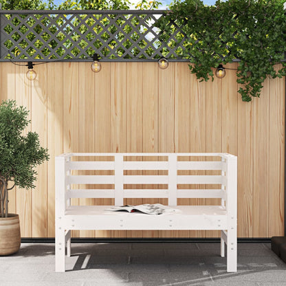 Solid Wood Pine Garden Bench in White - 111.5x53x71 cm