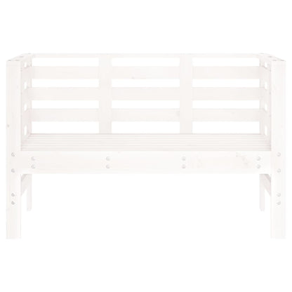 Solid Wood Pine Garden Bench in White - 111.5x53x71 cm