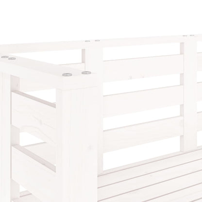 Solid Wood Pine Garden Bench in White - 111.5x53x71 cm