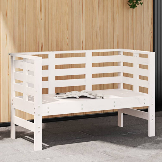 Solid Wood Pine Garden Bench in White - 111.5x53x71 cm