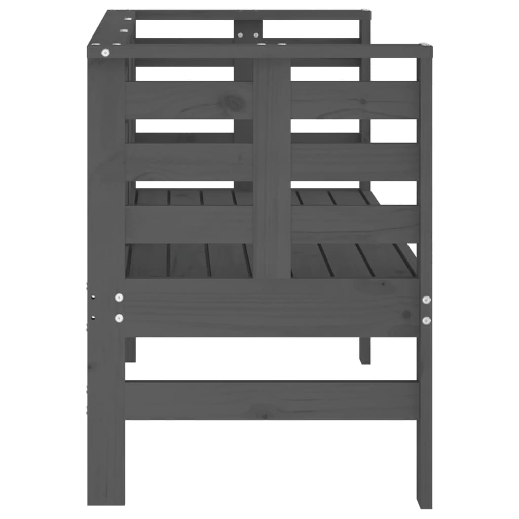 Solid Wood Pine Garden Bench - Grey, 111.5x53x71 cm