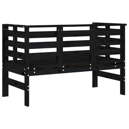 Elegant Black Solid Pine Garden Bench - 111.5x53x71 cm