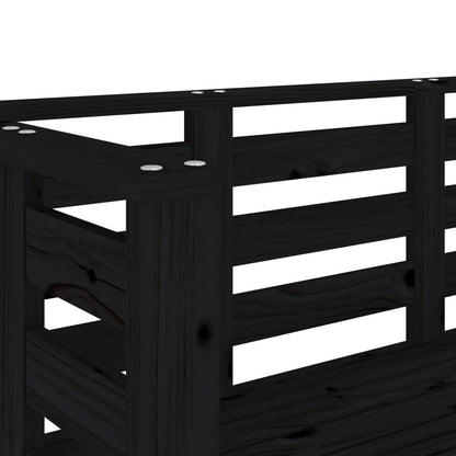 Elegant Black Solid Pine Garden Bench - 111.5x53x71 cm
