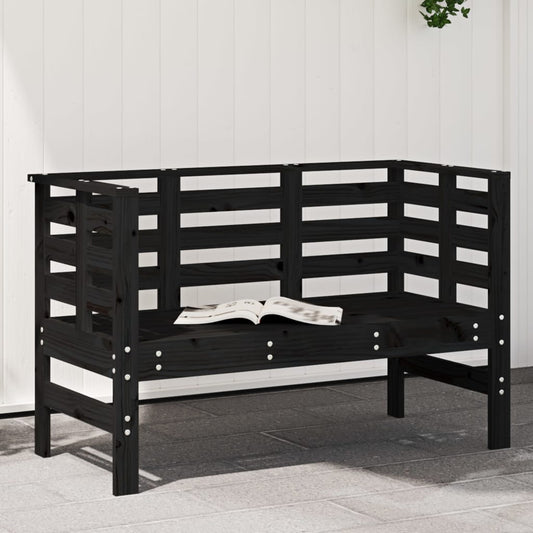 Elegant Black Solid Pine Garden Bench - 111.5x53x71 cm