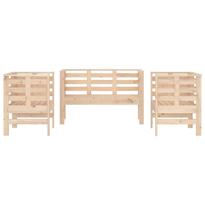 3-Piece Pine Wood Garden Lounge Set - Solid & Durable