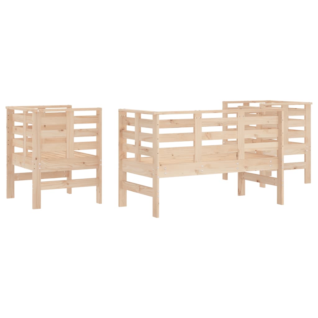 3-Piece Pine Wood Garden Lounge Set - Solid & Durable