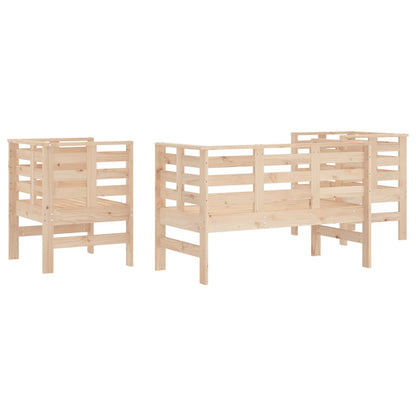 3-Piece Pine Wood Garden Lounge Set - Solid & Durable