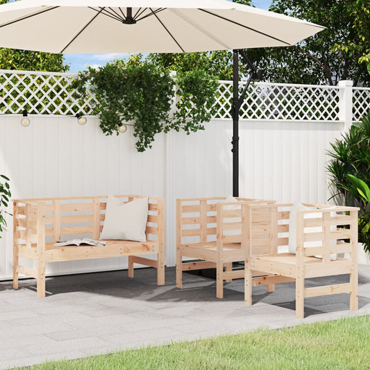 3-Piece Pine Wood Garden Lounge Set - Solid & Durable