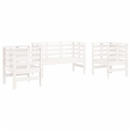 3-Piece White Pine Wood Garden Lounge Set - Solid & Durable
