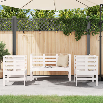 3-Piece White Pine Wood Garden Lounge Set - Solid & Durable