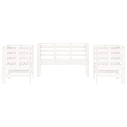 3-Piece White Pine Wood Garden Lounge Set - Solid & Durable