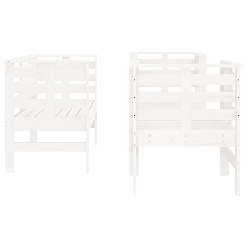 3-Piece White Pine Wood Garden Lounge Set - Solid & Durable