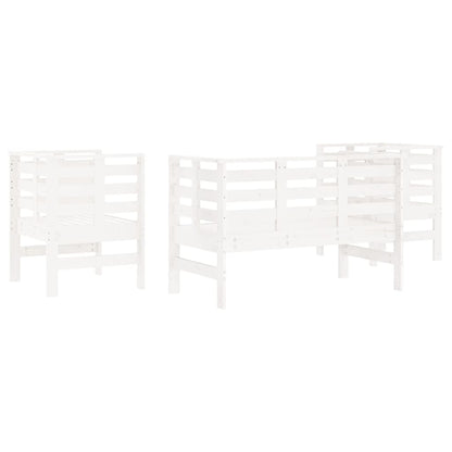 3-Piece White Pine Wood Garden Lounge Set - Solid & Durable