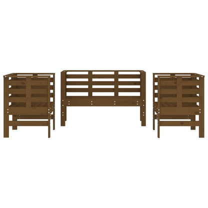 Honey Brown 3-Piece Pine Wood Garden Lounge Set