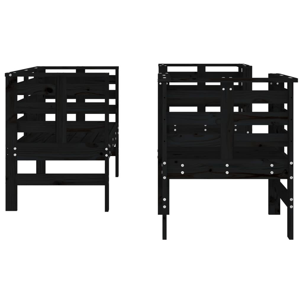 3-Piece Black Pine Wood Garden Lounge Set - Solid & Stylish