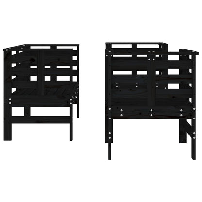 3-Piece Black Pine Wood Garden Lounge Set - Solid & Stylish