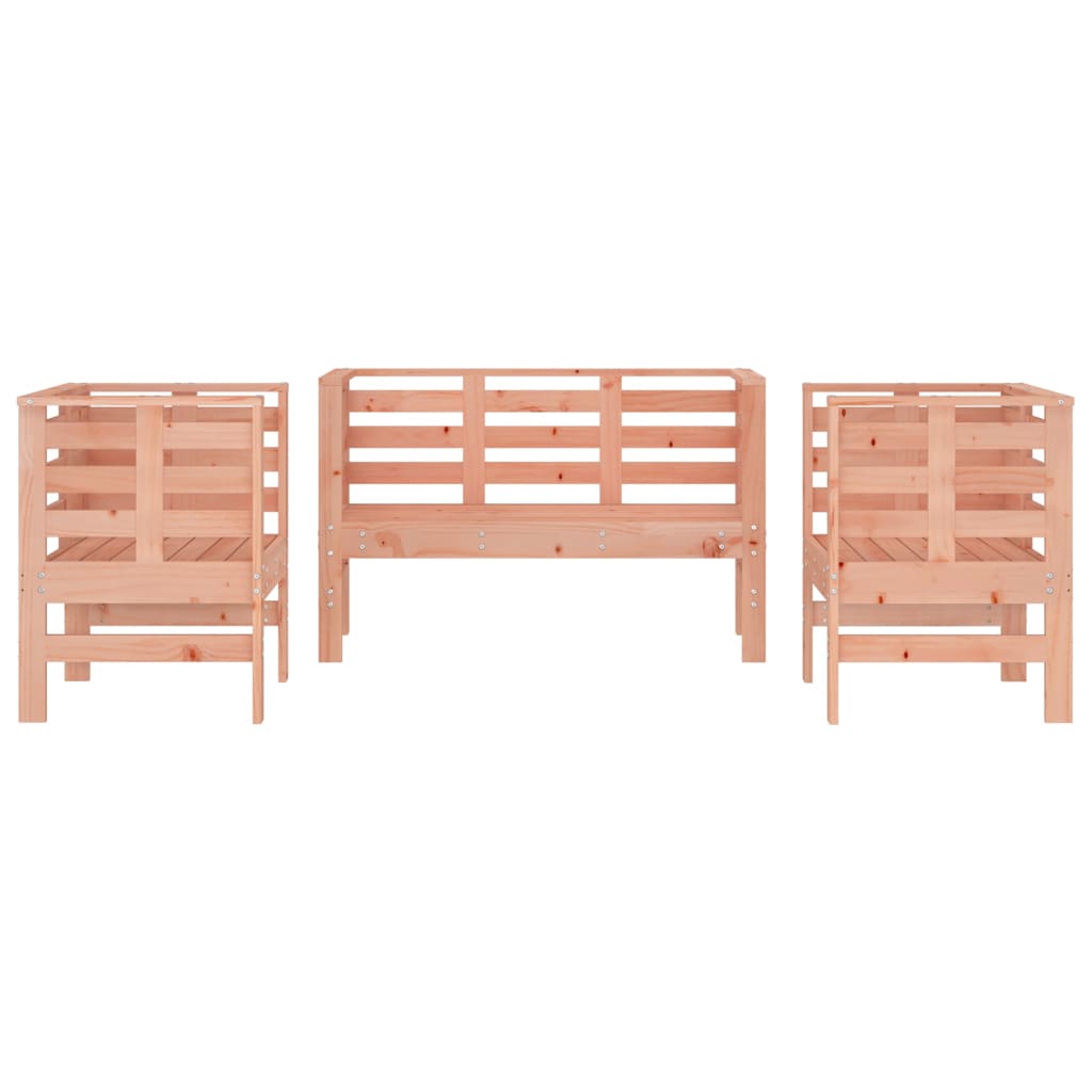 Douglas Solid Wood 3-Piece Garden Lounge Set - Natural Finish