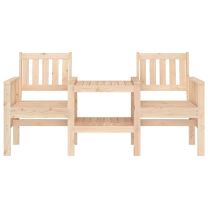 Solid Pine 2-Seater Garden Bench with Table - Natural Wood Finish