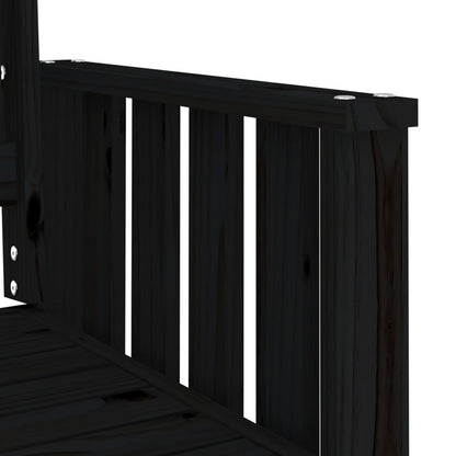 2-Seater Black Pine Garden Bench with Table - Solid Wood