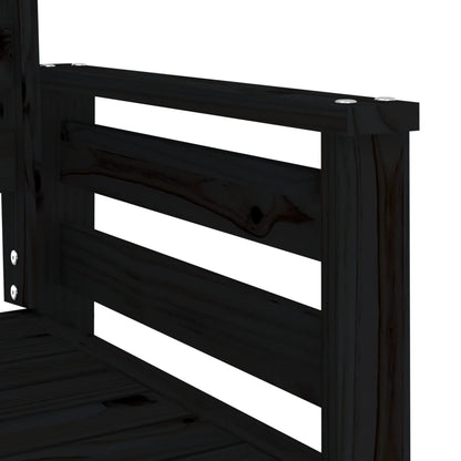 2-Seater Black Solid Pine Wood Garden Bench with Table