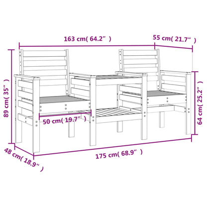 2-Seater Solid Wood Douglas Garden Bench with Table