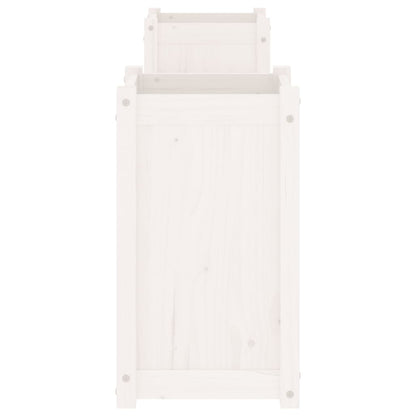 Solid Pine White Planter Bench - 180x36x63 cm Garden Furniture