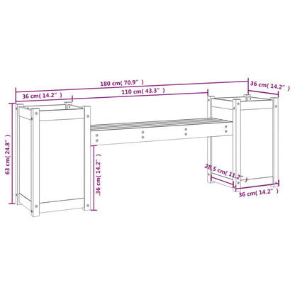Solid Pine White Planter Bench - 180x36x63 cm Garden Furniture