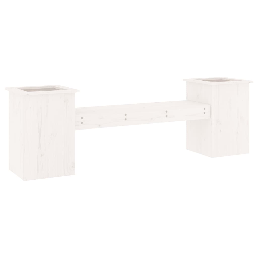 Solid Wood Pine White Planter Bench - 184.5x39.5x56.5 cm
