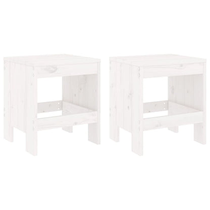 Solid Pine Wood Garden Stools 2 pcs - White 40x36x45 cm