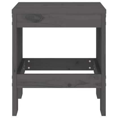 Set of 2 Grey Solid Pine Wood Garden Stools - 40x36x45 cm