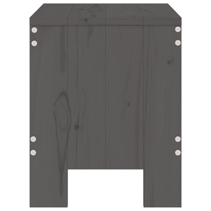 Set of 2 Grey Solid Pine Wood Garden Stools - 40x36x45 cm