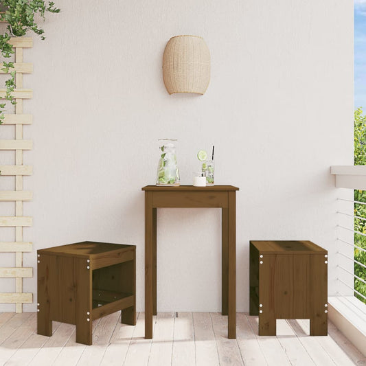 Solid Pine Garden Stools - Honey Brown, 2 Pcs, 40x36x45 cm