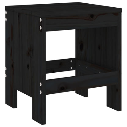 Black Solid Wood Pine Garden Stools, Set of 2 (40x36x45 cm)