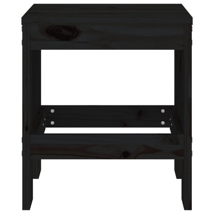 Black Solid Wood Pine Garden Stools, Set of 2 (40x36x45 cm)