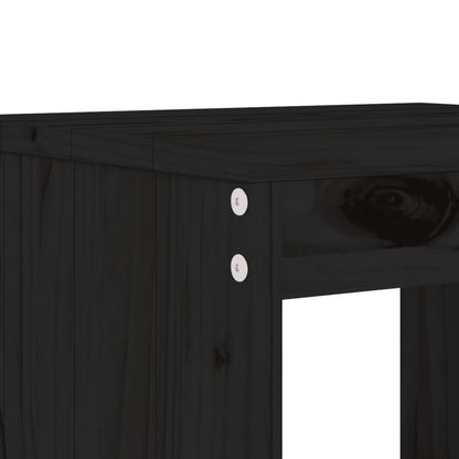 Black Solid Wood Pine Garden Stools, Set of 2 (40x36x45 cm)