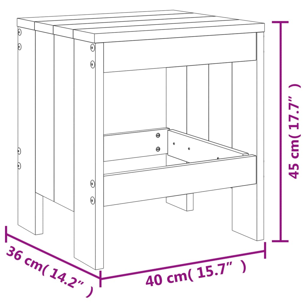 Solid Wood Douglas Garden Stools Set of 2 - 40x36x45 cm