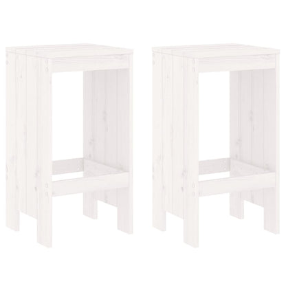 White Solid Pine Wood Bar Stools Set of 2, 40x36x75 cm
