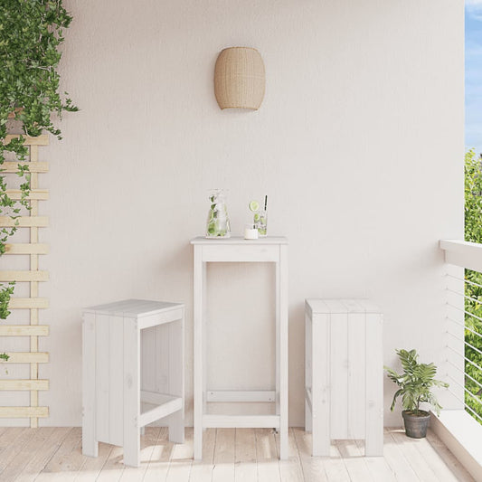 White Solid Pine Wood Bar Stools Set of 2, 40x36x75 cm